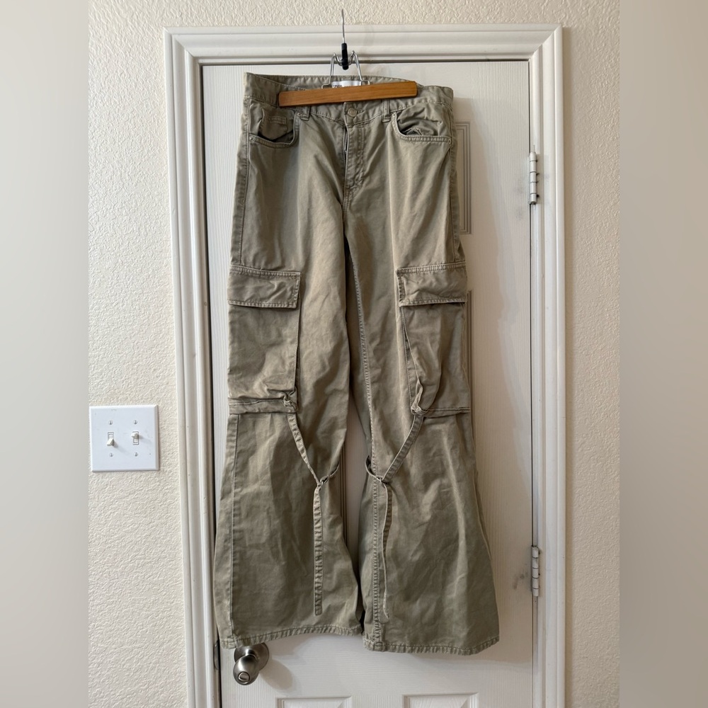 Zara Olive Green Cargo Pants with Utility Straps
